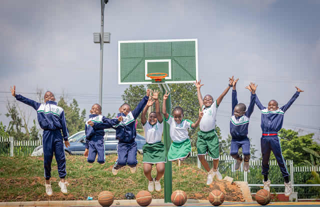 Science students in blue lab coats
